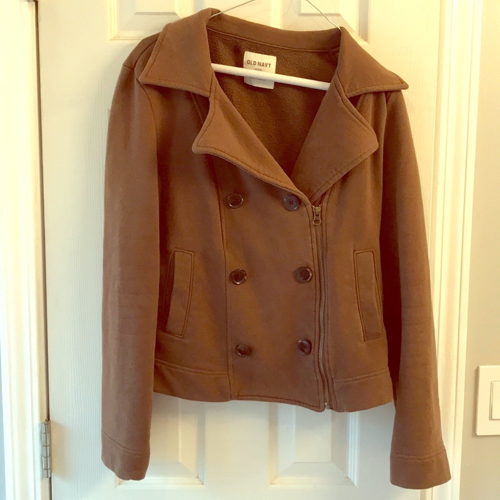 S light brown Old Navy zipper pea coat.